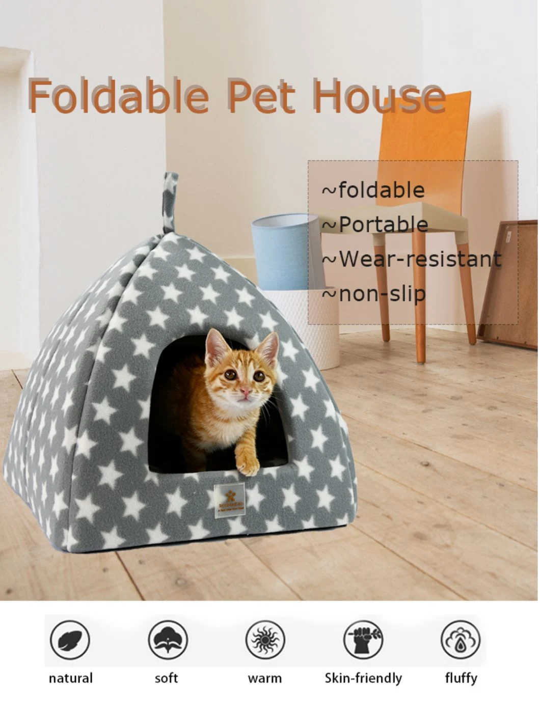 Designer Soft Cotton Warm Sleeping Cat Dog Nest Foldable Portable Pet Beds