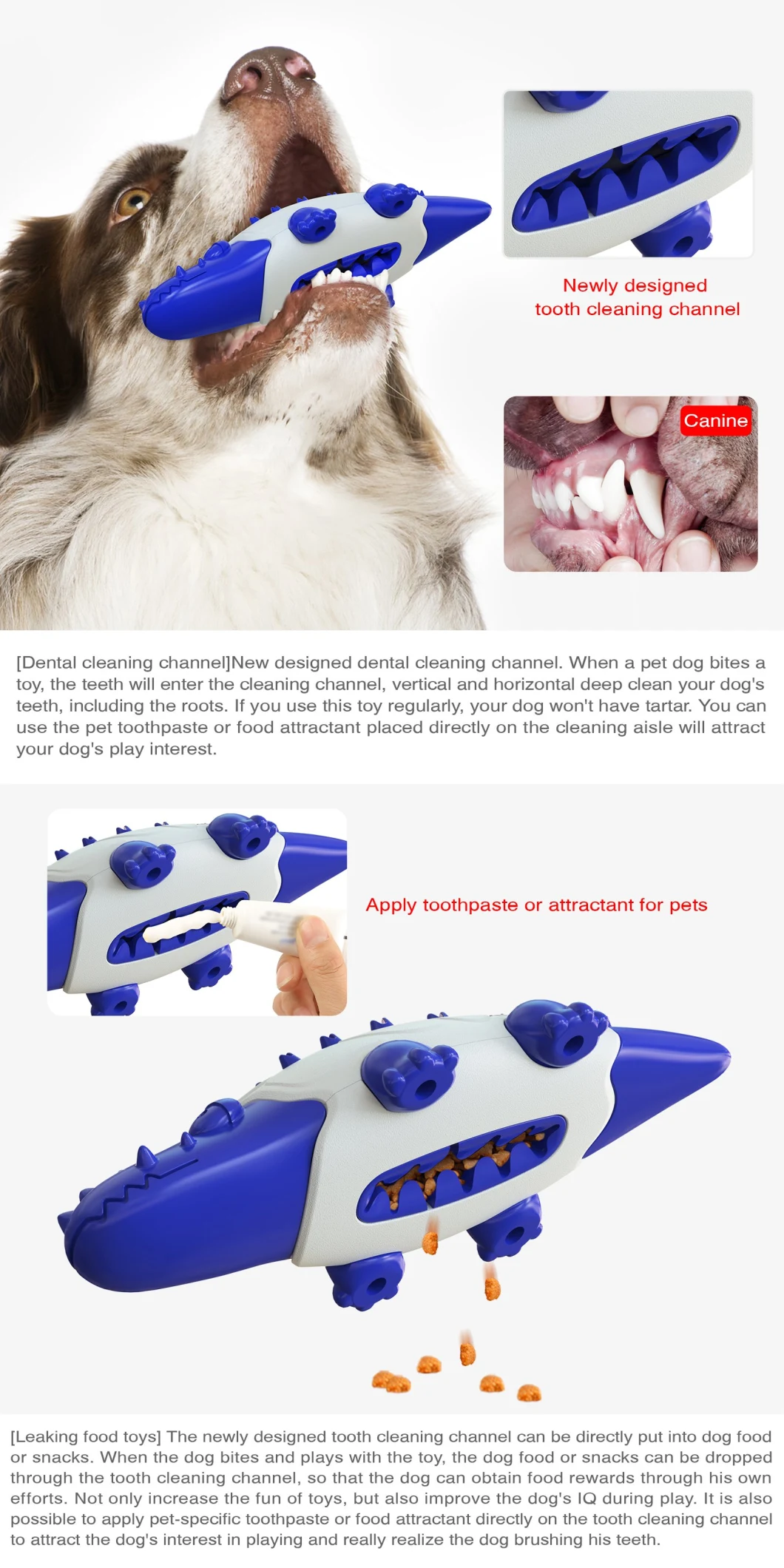 Voovpet Dog Molar Toys Leakage Food Chew Cleaning Teeth Toothbrushes Stick Dental Care Pet Dog Training Interactive Toys