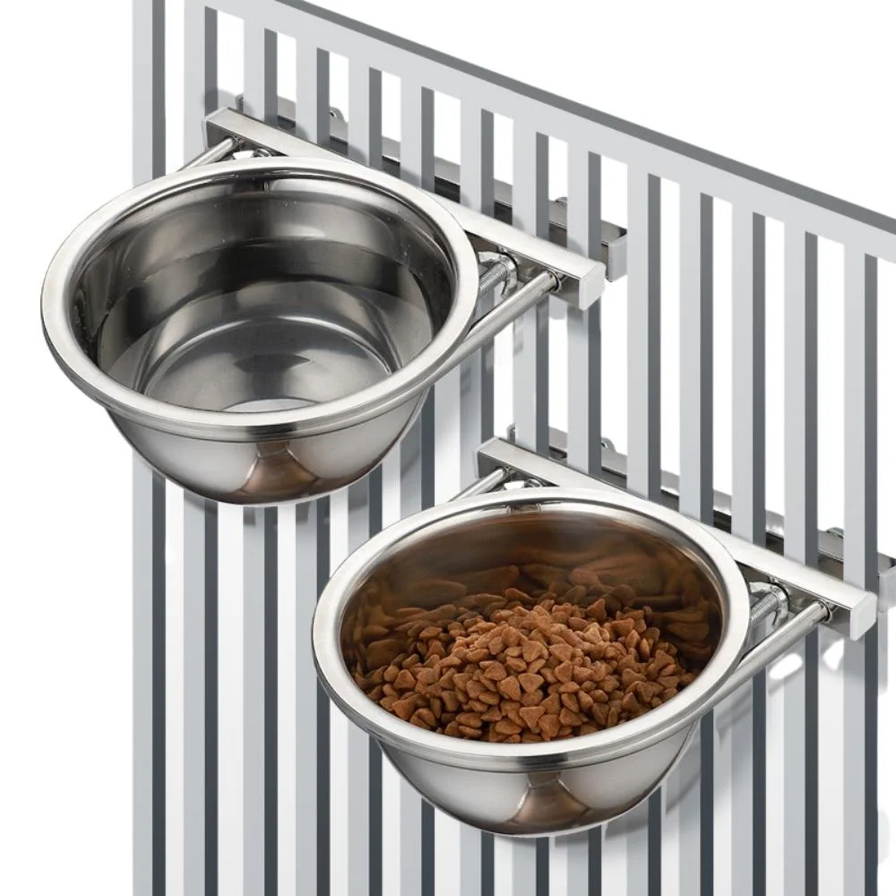 Stainless Steel Dog Bowl Food Hang-on Cage Cup Hanger for Pets Water Drinking Cages Feeding Tools Esg19232